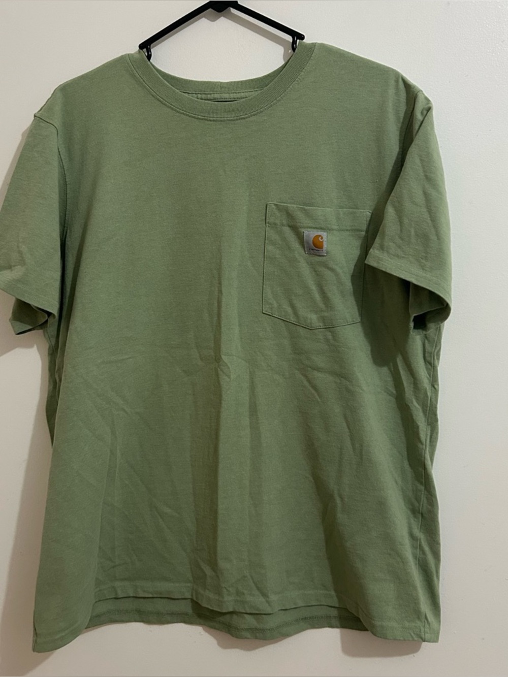 Women’s Carhartt Sage Green Loose Fit Heavyweight Pocket T-Shirt Size XL